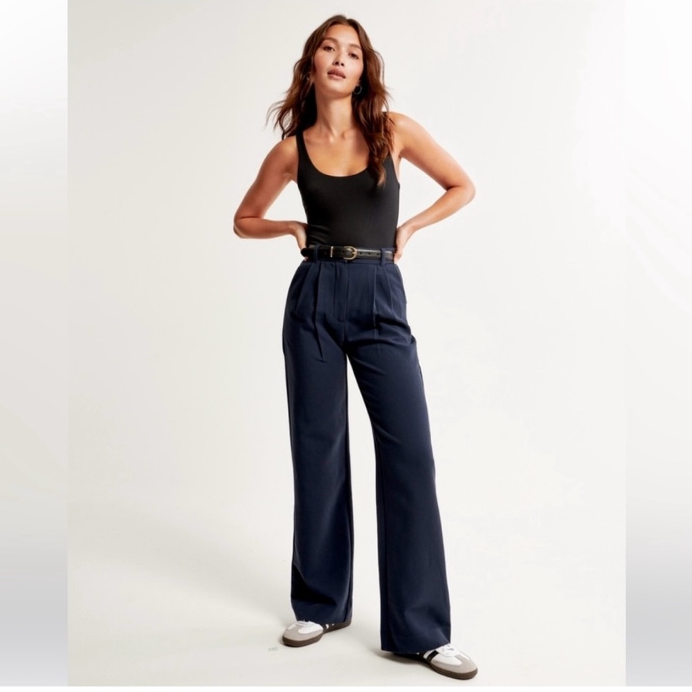 Abercrombie & Fitch Navy Wide-Leg Trousers
